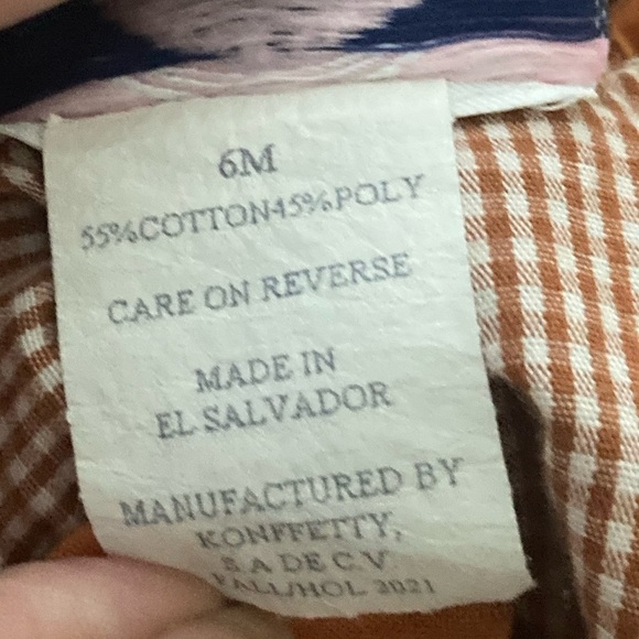 Southern Smocked orange and white gingham checked cheer romper. - Picture 5 of 5